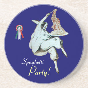 SPAGETTI PARTIJ, ITALIAANSE KITCHEN, rood blauw wi Zandsteen Onderzetter