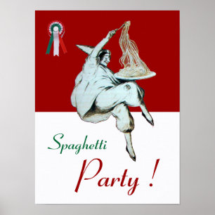 SPAGETTI PARTIJ, ITALIAANSE KITCHEN, rood groen wi Poster