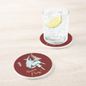 SPAGETTI PARTIJ, ITALIAANSE KITCHEN, rood groen wi Zandsteen Onderzetter (Zijkant)