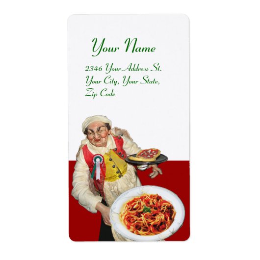 SPAGETTI PARTIJ ITALIAANSE RESTAURANT CHEF Rood wi Etiket (Voorkant)