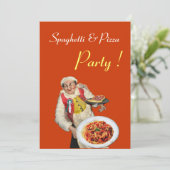 SPAGETTI & PIZZA PARTIJ, RESTAURANT oranje zwart Kaart (Staand voorkant)