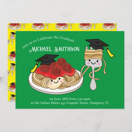 Spaghetti Afstudeerfeest Kaart (Voorkant / Achterkant)