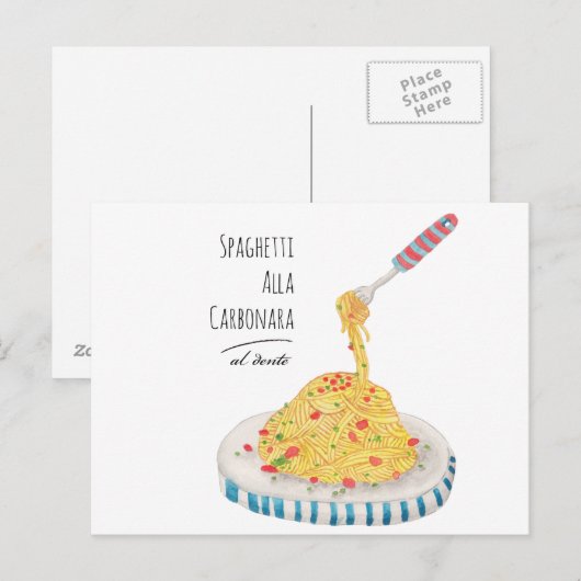 Spaghetti Alla Carbonara Briefkaart (Voorkant / Achterkant)