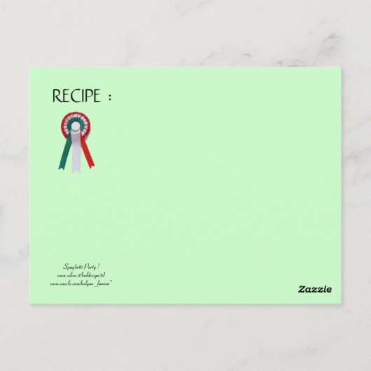 SPAGHETTI ARTIJ DANCE, ITALIAANSE KITCHEN EN TOMAT BRIEFKAART (Achterkant)