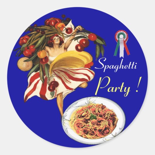 SPAGHETTI ARTIJ DANCE, ITALIAANSE KITCHEN EN TOMAT RONDE STICKER (Voorkant)
