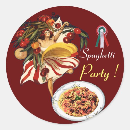 SPAGHETTI ARTIJ DANCE, ITALIAANSE KITCHEN EN TOMAT RONDE STICKER (Voorkant)