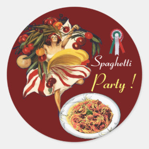 SPAGHETTI ARTIJ DANCE, ITALIAANSE KITCHEN EN TOMAT RONDE STICKER