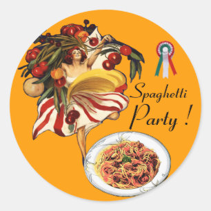 SPAGHETTI ARTIJ DANCE, ITALIAANSE KITCHEN EN TOMAT RONDE STICKER