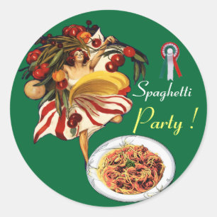 SPAGHETTI ARTIJ DANCE, ITALIAANSE KITCHEN EN TOMAT RONDE STICKER