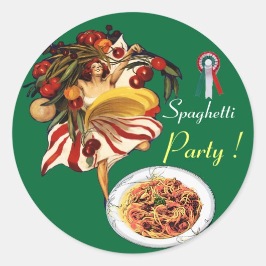 SPAGHETTI ARTIJ DANCE, ITALIAANSE KITCHEN EN TOMAT RONDE STICKER (Voorkant)