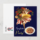SPAGHETTI ARTIJ DANCE, ITALIAANSE KITCHEN EN TOMAT UITNODIGING BRIEFKAART (Voorkant / Achterkant)