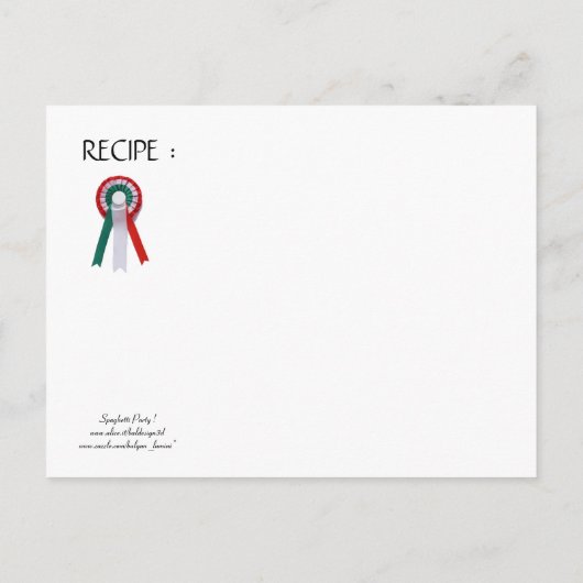 SPAGHETTI ARTIJ DANCE, ITALIAANSE KITCHEN EN TOMAT UITNODIGING BRIEFKAART (Achterkant)