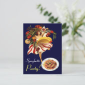 SPAGHETTI ARTIJ DANCE, ITALIAANSE KITCHEN EN TOMAT UITNODIGING BRIEFKAART (Staand voorkant)