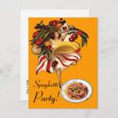SPAGHETTI ARTIJ DANCE, ITALIAANSE KITCHEN EN TOMAT UITNODIGING BRIEFKAART (Voorkant / Achterkant)