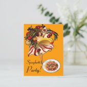 SPAGHETTI ARTIJ DANCE, ITALIAANSE KITCHEN EN TOMAT UITNODIGING BRIEFKAART (Staand voorkant)