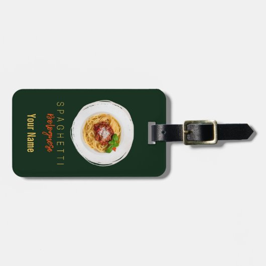 Spaghetti bolognese pasta nodele gourmet chef bagagelabel (Voorkant horizontaal)