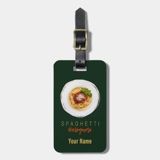 Spaghetti bolognese pasta nodele gourmet chef bagagelabel (Voorkant verticaal)