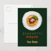 Spaghetti bolognese pasta nodele gourmet chef feestdagenkaart (Voorkant / Achterkant)