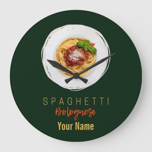 Spaghetti bolognese pasta nodele gourmet chef grote klok (Voorkant)