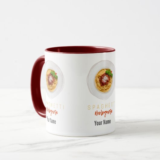 Spaghetti bolognese pasta nodele gourmet chef mok (Voorkant links)