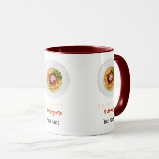 Spaghetti bolognese pasta nodele gourmet chef mok (Voorkant rechts)