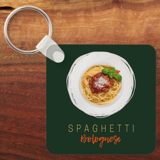 Spaghetti bolognese pasta nodele gourmet chef sleutelhanger (Voorkant)