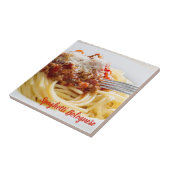 Spaghetti Bolognese Sauce Pasta met Parmesan Tegeltje (Zijkant)