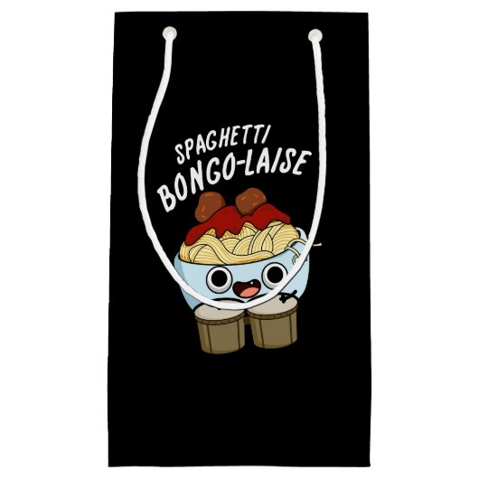 Spaghetti Bongolaise Funny Food Pun Dark BG Klein Cadeauzakje (Voorkant)