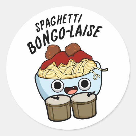 Spaghetti Bongolaise Funny Food Pun Ronde Sticker (Voorkant)
