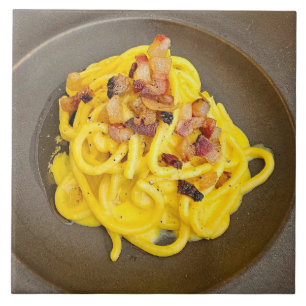 Spaghetti carbonara keramische tegel tegeltje