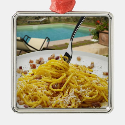 Spaghetti Carbonara Metalen Ornament (Voorkant)