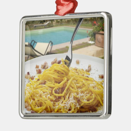 Spaghetti Carbonara Metalen Ornament (Links)