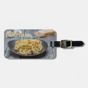 Spaghetti Carbonara Pasta met Bacon en Parmesan  Bagagelabel