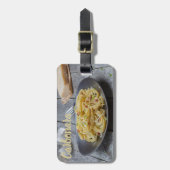 Spaghetti Carbonara Pasta met Bacon en Parmesan Bagagelabel (Voorkant verticaal)