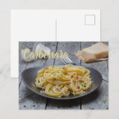 Spaghetti Carbonara Pasta met Bacon en Parmesan Feestdagenkaart (Voorkant / Achterkant)