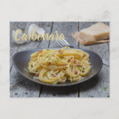 Spaghetti Carbonara Pasta met Bacon en Parmesan Feestdagenkaart (Voorkant)