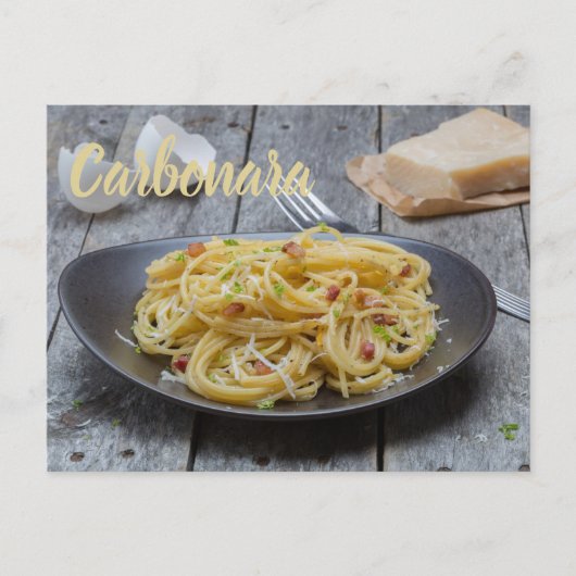 Spaghetti Carbonara Pasta met Bacon en Parmesan Feestdagenkaart (Voorkant)