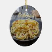 Spaghetti Carbonara Pasta met Bacon en Parmesan Keramisch Ornament (Rechts)