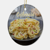 Spaghetti Carbonara Pasta met Bacon en Parmesan Keramisch Ornament (Links)