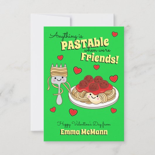 Spaghetti Classroom Valentijn Friendship Card Bedankkaart (Voorkant)