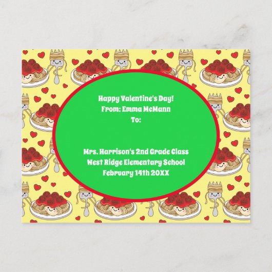 Spaghetti Classroom Valentijn Friendship Card Briefkaart (Achterkant)