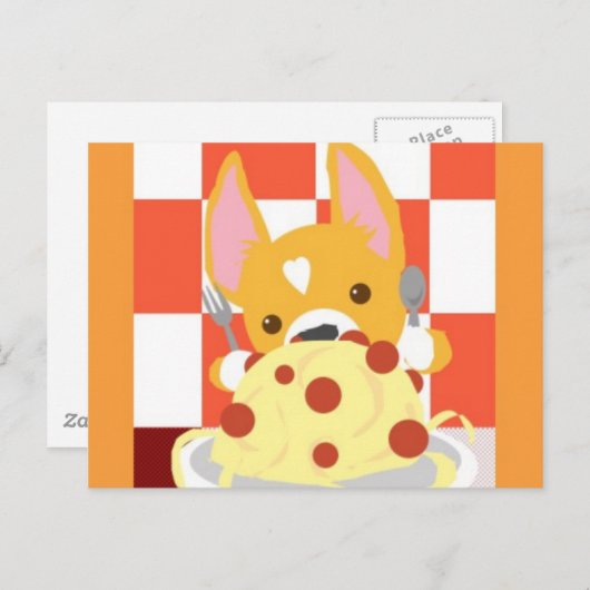Spaghetti Dinner Corgi Briefkaart (Voorkant / Achterkant)