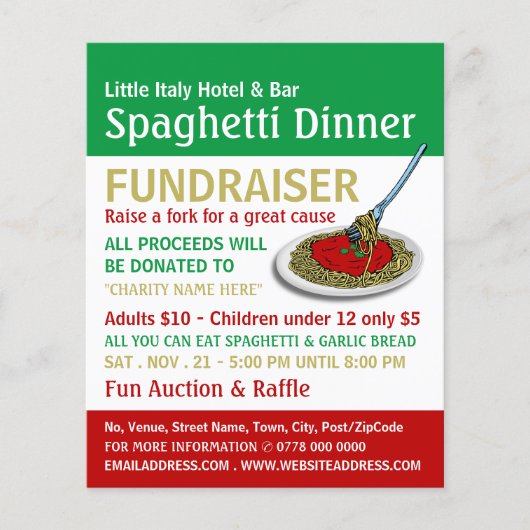 Spaghetti Dinner Fundraiser Event Flyer (Voorkant)