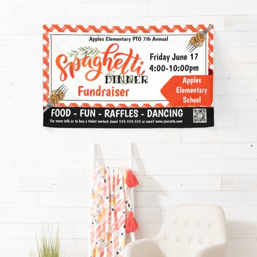 Spaghetti Dinner Fundraiser PTO PTA Kerk Banner (Insitu)