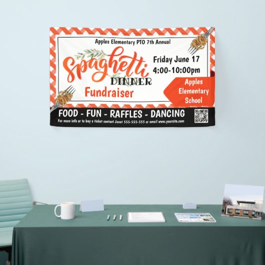 Spaghetti Dinner Fundraiser PTO PTA Kerk Banner (Beurs)
