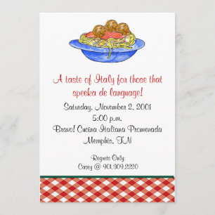 Spaghetti Dinner Invitation Kaart