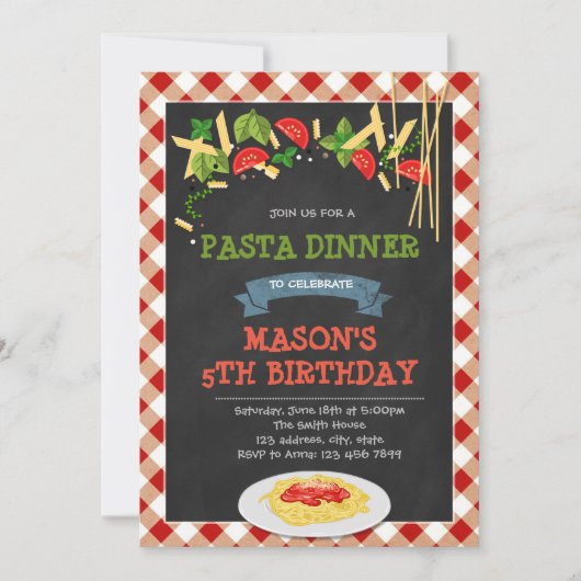 Spaghetti Dinner party-uitnodiging Kaart (Voorkant)