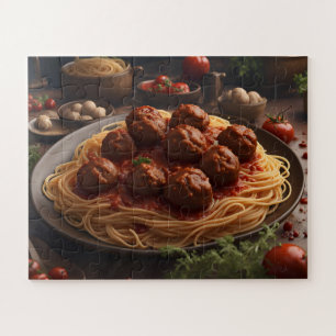 Spaghetti en balletjes gehakt legpuzzel