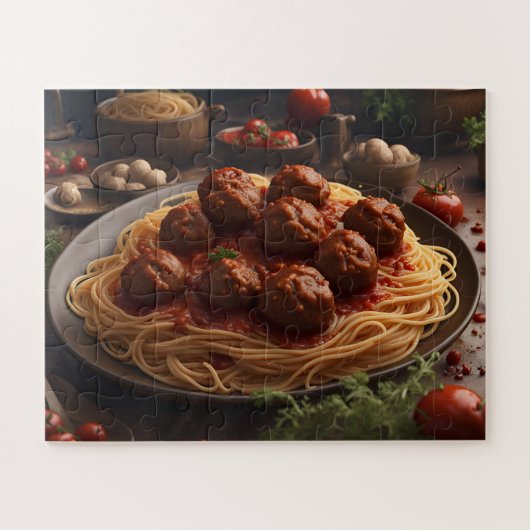 Spaghetti en balletjes gehakt legpuzzel (Horizontaal)