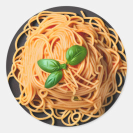Spaghetti en Basil Food Bord Ronde Sticker